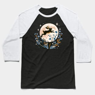 Moon Rabbit with Bluebells Baseball T-Shirt